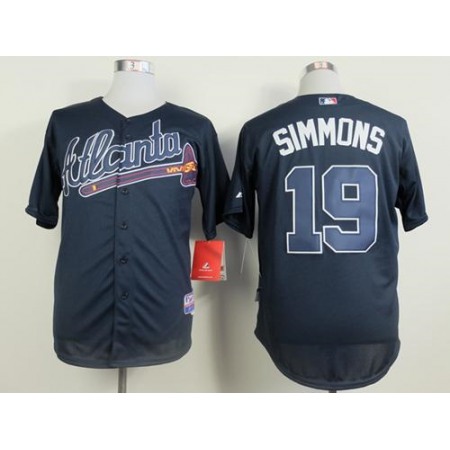 Braves #19 Andrelton Simmons Blue Cool Base  Stitched MLB Jersey