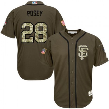 Men's San Francisco Giants #28 Buster Posey Green Home Cool Base W/2014 World Series Patch Stitched MLB Jersey
