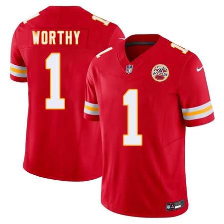 Men's Kansas City Chiefs #1 Xavier Worthy  Red 2024 NFL Draft First Round Pick Player F.U.S.E. Vapor Untouchable Limited Stitched Football Jersey