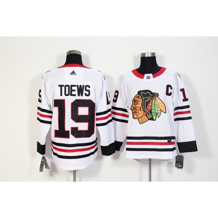 Men's  Chicago Blackhawks #19 Jonathan Toews White Stitched NHL Jersey