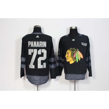 Men's  Chicago Blackhawks #72 Artemi Panarin Black 1917-2017 100th Anniversary Stitched NHL Jersey