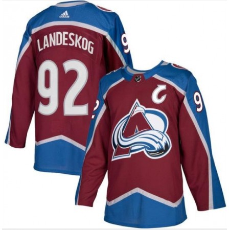 Men's  Colorado Avalanche #92 Gabriel Landeskog Burgundy With C Patch Stitched NHL Jersey