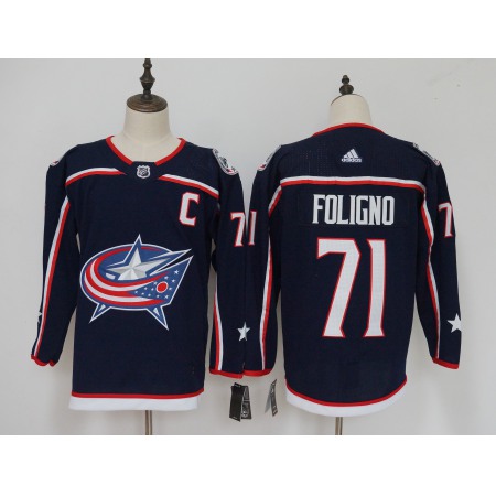Men's  Columbus Blue Jackets #71 Nick Foligno Navy Stitched NHL Jersey