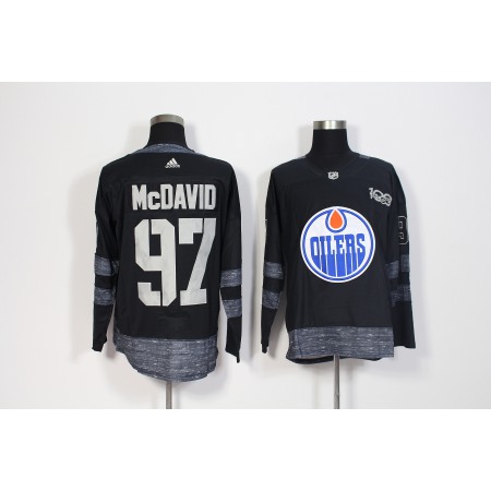 Men's  Edmonton Oilers #97 Connor McDavid Black 1917-2017 100th Anniversary Stitched NHL Jersey