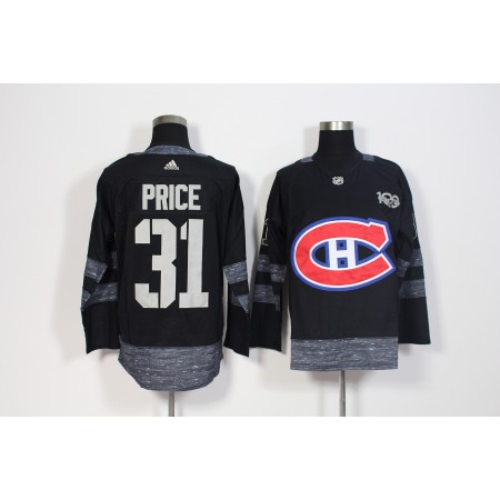 Men's  Montreal Canadiens #31 Carey Price Black 1917-2017 100th Anniversary Stitched NHL Jersey
