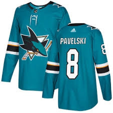 Men's  San Jose Sharks #8 Joe Pavelski Teal Stitched NHL Jersey