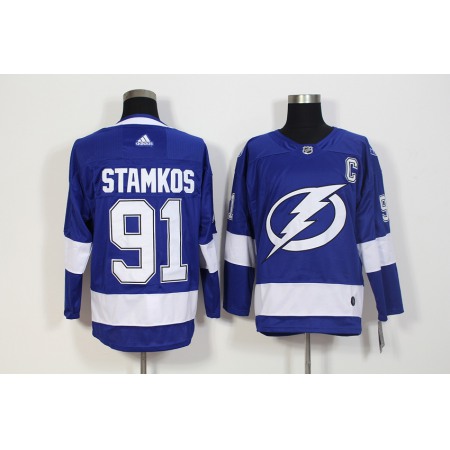 Men's  Tampa Bay Lightning #91 Steven Stamkos Blue Stitched NHL Jersey