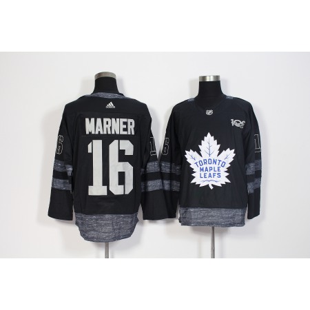 Men's  Toronto Maple Leafs #16 Mitchell Marner Black 1917-2017 100th Anniversary Stitched NHL Jersey