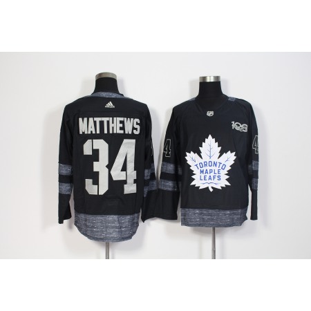 Men's  Toronto Maple Leafs #34 Auston Matthews Black 1917-2017 100th Anniversary Stitched NHL Jersey