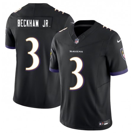 Men's Baltimore Ravens #3 Odell Beckham Jr. Black 2023 F.U.S.E.  Vapor Untouchable Stitched Football Jersey