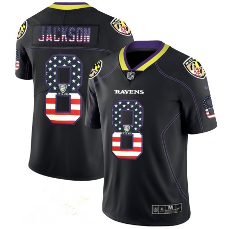 Men's Baltimore Ravens #8 Lamar Jackson Black 2018 USA Flag Color Rush Limited Fashion NFL  Limited Stitched NFL Jersey