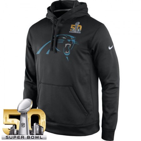 Men's Carolina Panthers  Black Super Bowl 50 Practice Performance Pullover Hoodie