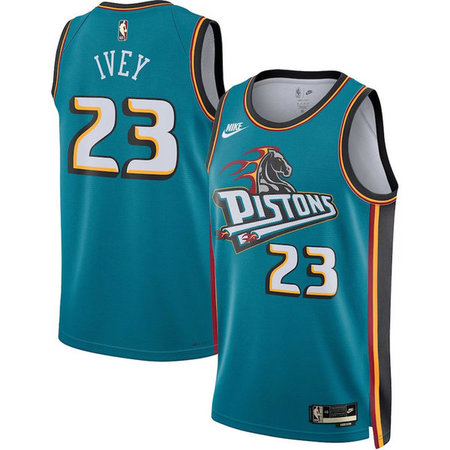Men's Detroit Pistons #23 Jaden Ivey Teal Stitched Basketball Jersey