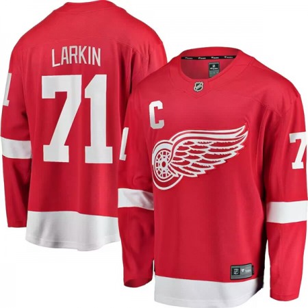 Men's Detroit Red Wings #71 Dylan Larkin Red Home Captain Premier  Stitched Jersey