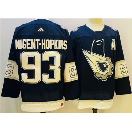 Men's Edmonton Oilers #93 Ryan Nugent-Hopkins Navy/White  Stitched Jersey