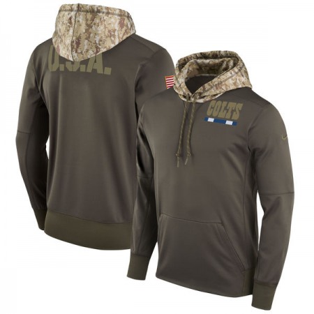 Men's Indianapolis Colts  Olive Salute to Service Sideline Therma Pullover Hoodie