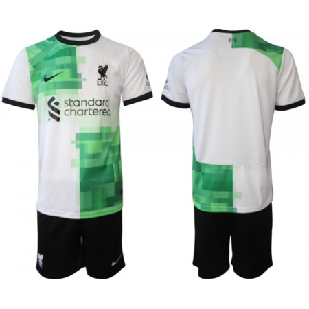 Men's Liverpool Custom 2023/24 White/Green Away  Soccer Jersey Suit