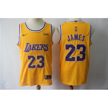 Men's Los Angeles Lakers #23 LeBron James Yellow  Authentic Stitched Jersey
