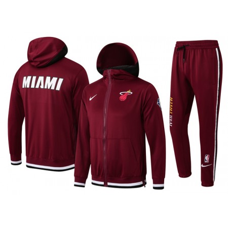 Men's Miami Heat 75th Anniversary Burgundy Performance Showtime Full-Zip Hoodie Jacket And Pants   Suit