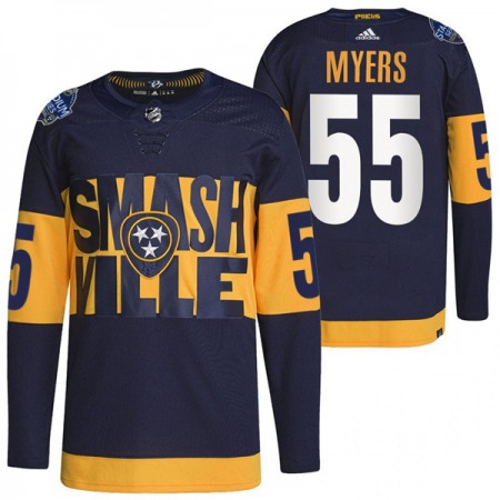 Men's Nashville Predators #55 Philippe Myers 2022 Navy Stadium Series  Player Stitched Jersey
