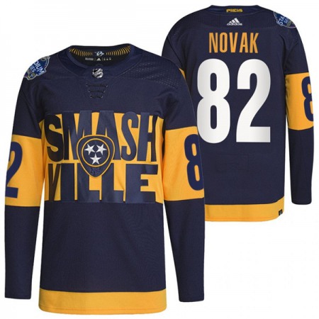 Men's Nashville Predators #82 Tommy Novak 2022 Navy Stadium Series  Player Stitched Jersey