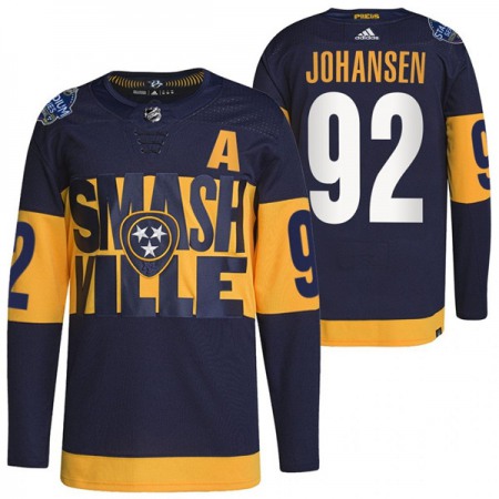 Men's Nashville Predators #92 Ryan Johansen 2022 Navy Stadium Series  Player Stitched Jersey