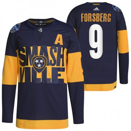 Men's Nashville Predators #9 Filip Forsberg 2022 Navy Stadium Series  Player Stitched Jersey