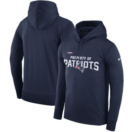 Men's New England Patriots  Navy Sideline Property Of Performance Pullover Hoodie