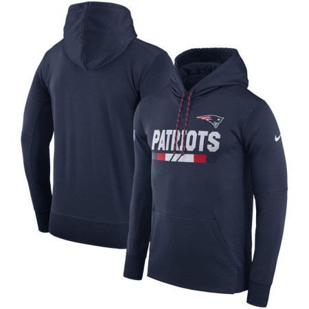 Men's New England Patriots  Navy Sideline Team Name Performance Pullover Hoodie