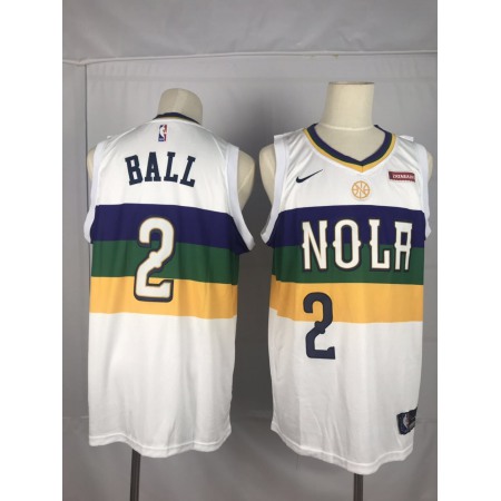 Men's New Orleans Pelicans #2 Lonzo Ball White  Earned Edition Swingman Stitched NBA Jersey