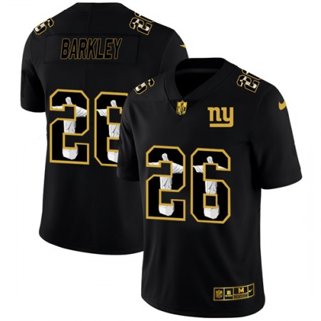Men's New York Giants #26 Saquon Barkley 2020 Black Jesus Faith Edition Limited Stitched  Jersey