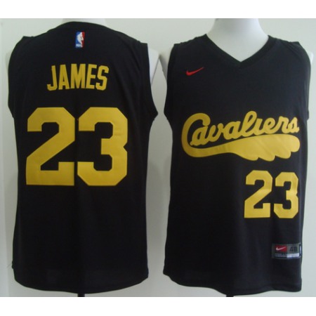 Men's  Cleveland Cavaliers #23 LeBron James 2017 Black With Yellow Fashion Stitched NBA Jersey
