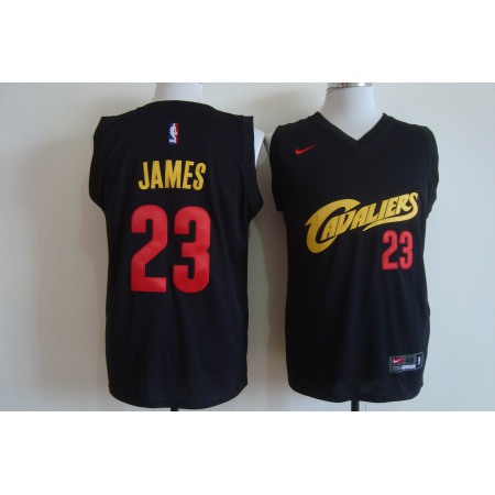 Men's  Cleveland Cavaliers #23 LeBron James Black and Red Stitched NBA Jersey