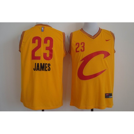 Men's  Cleveland Cavaliers #23 LeBron James Yellow Stitched NBA C Jersey