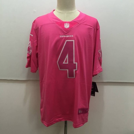 Men's  Dallas Cowboys #4 Dak Prescott Pink Limited Rush Stitched NFL Jersey