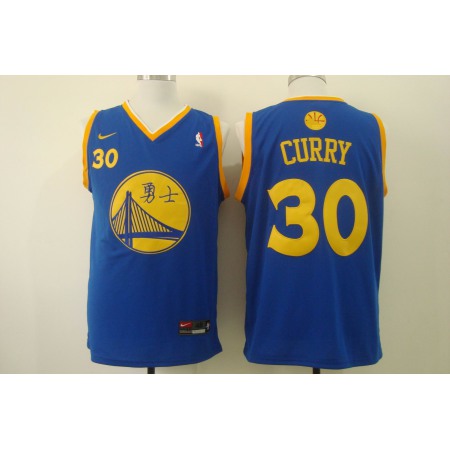 Men's  Golden State Warriors #30 Stephen Curry Chinese Royal Authentic Stitched NBA Jersey