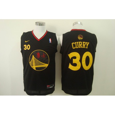 Men's  Golden State Warriors #30 Stephen Curry Chinese Black Authentic Stitched NBA Jersey
