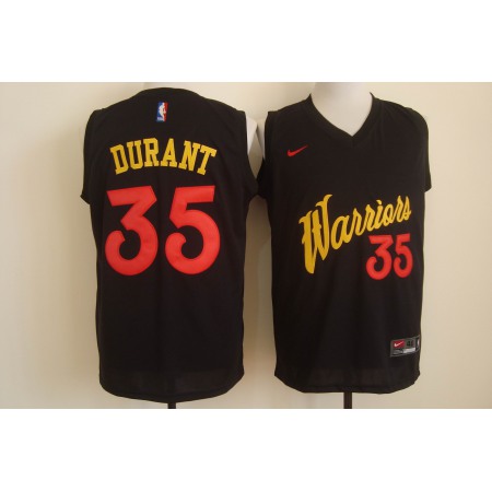 Men's  Golden State Warriors #35 Kevin Durant Black and Red Stitched NBA Jersey