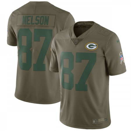 Men's  Green Bay Packers #87 Jordy Nelson Olive Salute To Service Limited Stitched NFL Jersey