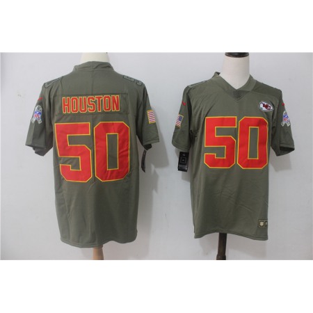 Men's  Kansas City Chiefs #50 Justin Houston Olive Salute To Service Limited Stitched NFL Jersey