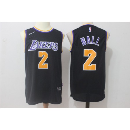 Men's  Los Angeles Lakers #2 Lonzo Ball All Black Stitched NBA Jersey