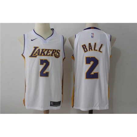 Men's  Los Angeles Lakers #2 Lonzo Ball White Stitched NBA Jersey