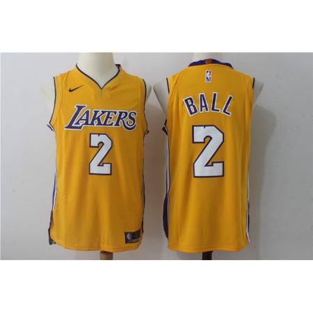 Men's  Los Angeles Lakers #2 Lonzo Ball Yellow Stitched NBA Jersey