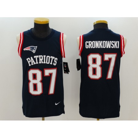 Men's  New England Patriots #87 Rob Gronkowski Navy Blue Team Color  Stitched NFL Limited Rush Tank Top Jersey