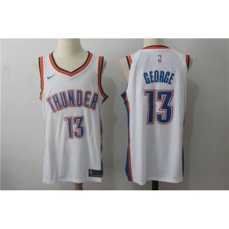 Men's  Oklahoma City Thunder #13 Paul George White Stitched NBA Jersey