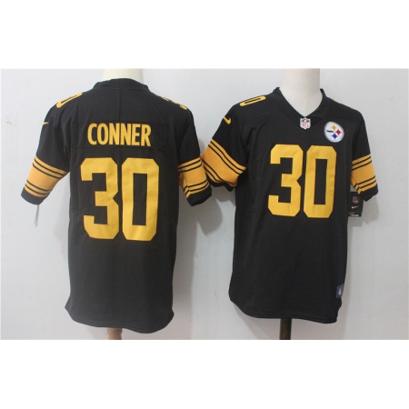 Men's  Pittsburgh Steelers #30 James Conner Black Stitched NFL Limited Rush Jersey