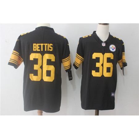 Men's  Pittsburgh Steelers #36 Jerome Bettis Black Limited Rush Stitched NFL Jersey
