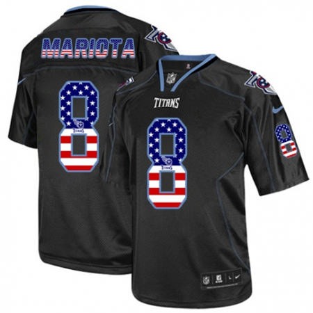 Men's  Titans #8 Marcus Mariota Black USA Flag Fashion Elite Jersey