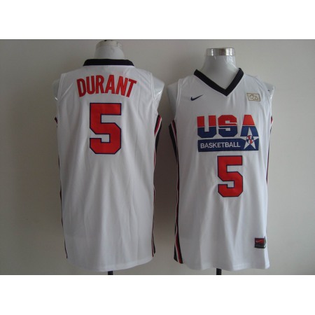 Men's  USA 1992 Dream Team #5 Kevin Durant Authentic White Stitched NBA Jersey