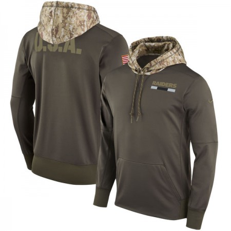 Men's Oakland Raiders  Olive Salute to Service Sideline Therma Pullover Hoodie